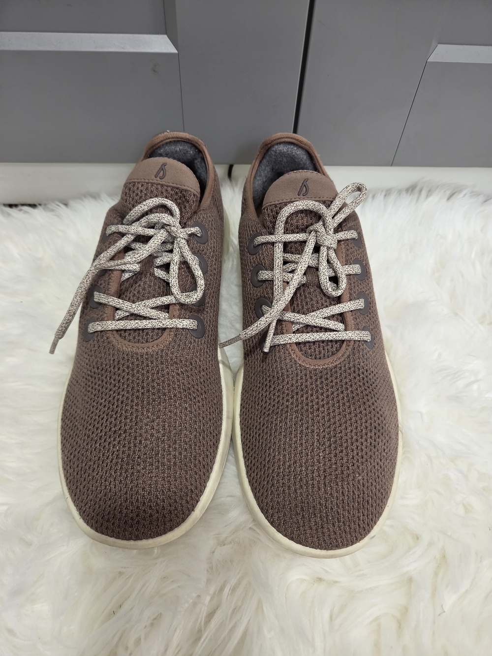 allbirds Men's Knit Lace-Up Sneakers in Brown with Cream Soles